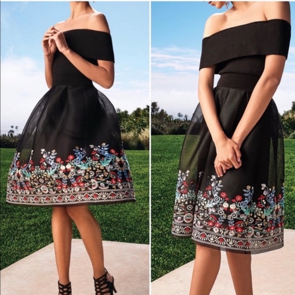 Gianni Bini Amelia Floral Embroidered Skirt